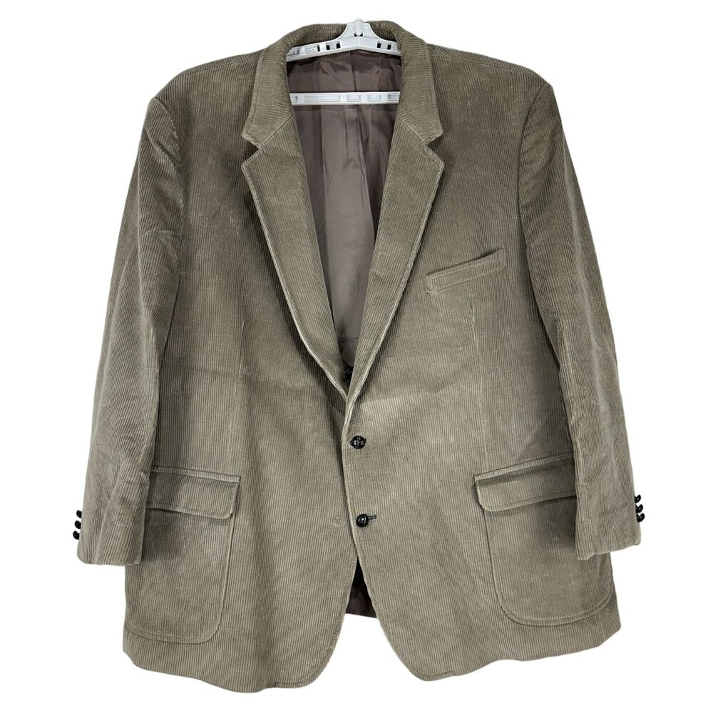 Brad Whitney Mens Beige Corduroy Blazer Size 56 Classic 2 Button Suit Jacket